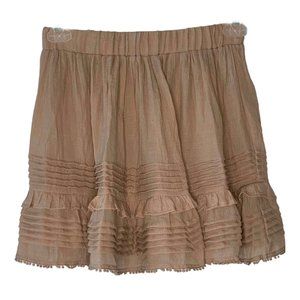 MUSTARD SEED Blush Pink Lined Pleat + Ruffle Accent Mini Length Skirt NWT Large